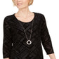 JM Collection Women's Velvet Necklace Top Black Size XX-Large