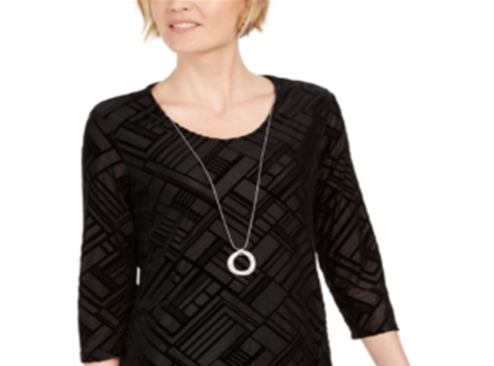 JM Collection Women's Velvet Necklace Top Black Size XX-Large
