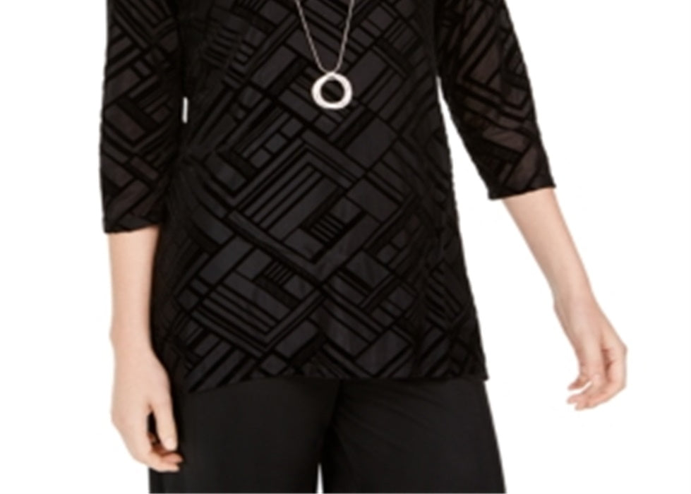 JM Collection Women's Velvet Necklace Top Black Size XX-Large