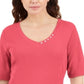Karen Scott Women's Coral V Neck T-Shirt Top Orange Size Small