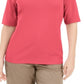 Karen Scott Women's Coral V Neck T-Shirt Top Orange Size Small