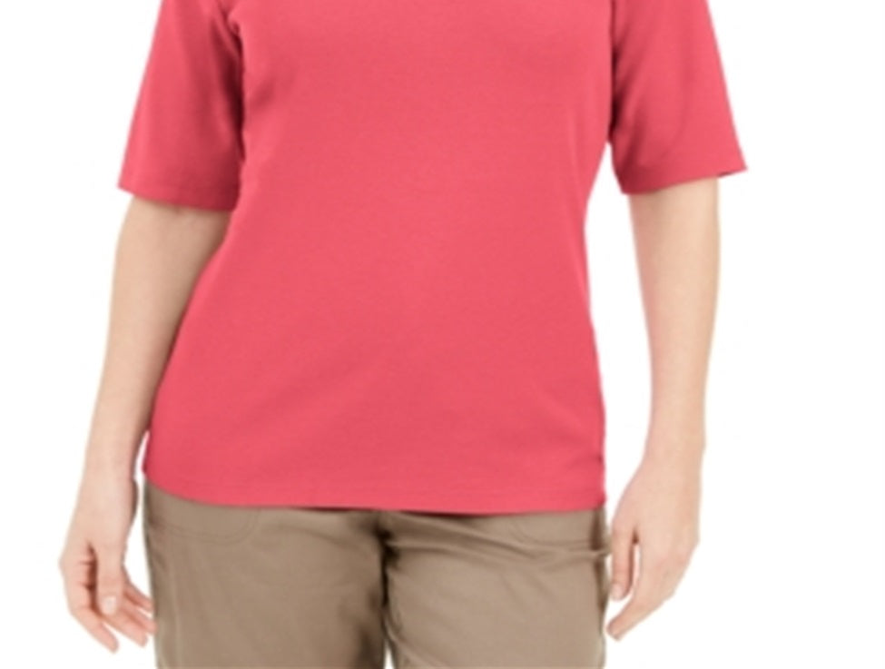 Karen Scott Women's Coral V Neck T-Shirt Top Orange Size Small