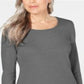 Karen Scott Women's Cotton Scoop Neck Top Gray Size Petite