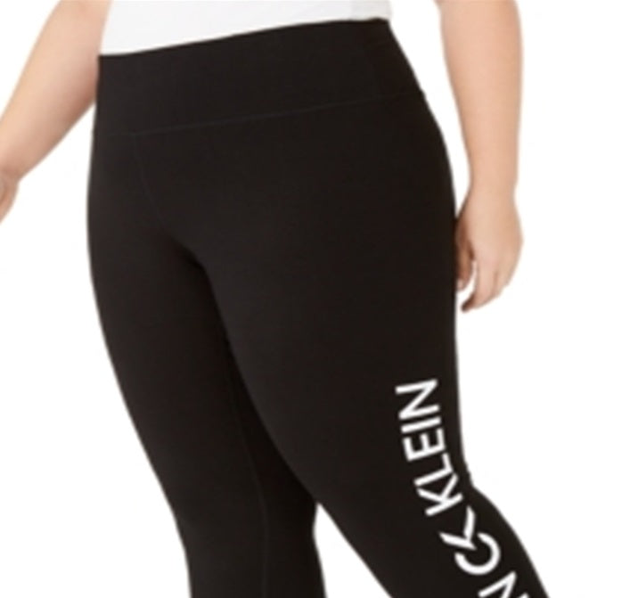 Calvin Klein Women's  Plus Size Logo High-Waist Leggings Black Size 1X