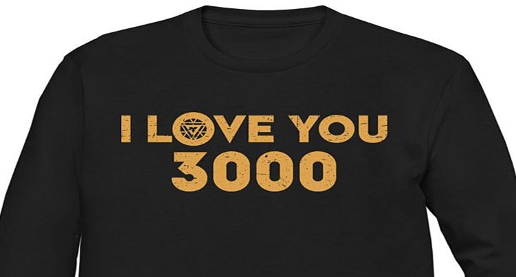 Marvel Men's Endgame I Love You 3000 Arc Reactor Symbol Long Sleeve Graphic Tee Black Size X-Large