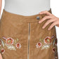 Free People Women's Faux Leather Floral Mini Pencil Skirt Beige Size 12