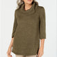 Karen Scott Women's Cowl Neck 3/4 Sleeve Sweater Green Size Petite Small