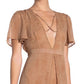 Material Girl Women's Cap Sleeve MIDI Hi Lo Dress Brown Size X-Small