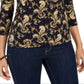 Charter Club Women's Printed 3/4 Sleeve Polo Top Blue Size XX-Large