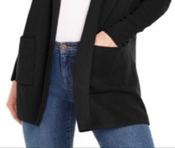 Charter Club Women's Milano Cotton Open Front Sweater Black Size X-Small