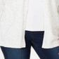 Karen Scott Women's Ribbed Yoke Cardigan Sweater White Size Medium