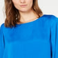 Alfani Women's Long Sleeve Jewel Neck Top Blue Size Small