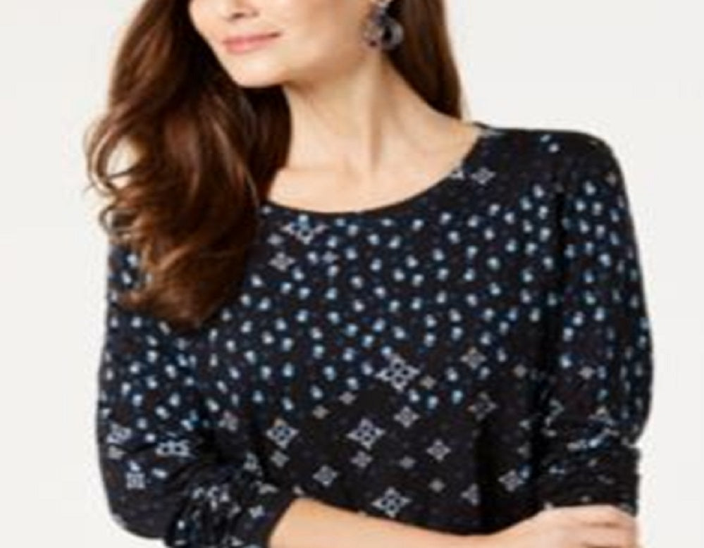 Style & Co Women's Printed Top Blue Size X-Small