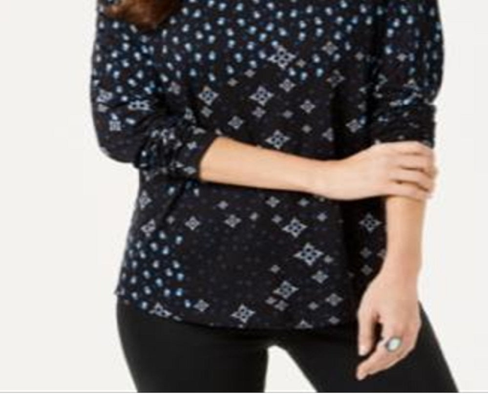 Style & Co Women's Printed Top Blue Size X-Small
