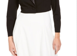 Adrianna Papell Women's Notched Collar One Button Long Sleeve Jacket Black Size 12