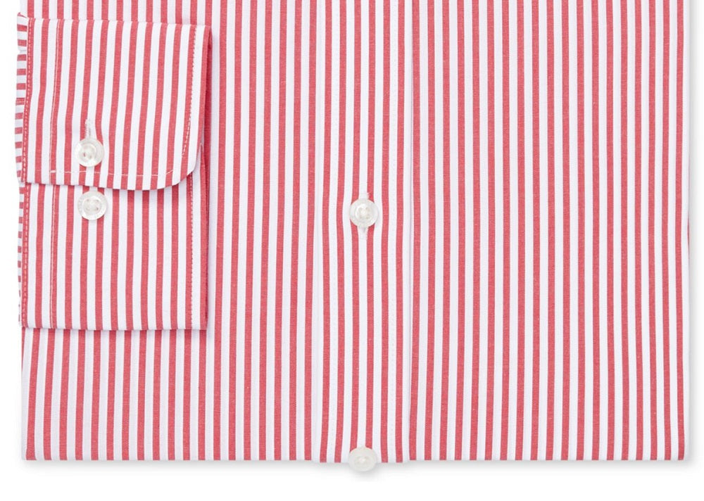 Ralph Lauren Men's Striped Collared Slim Fit Stretch Dress Shirt Red Size 34X35