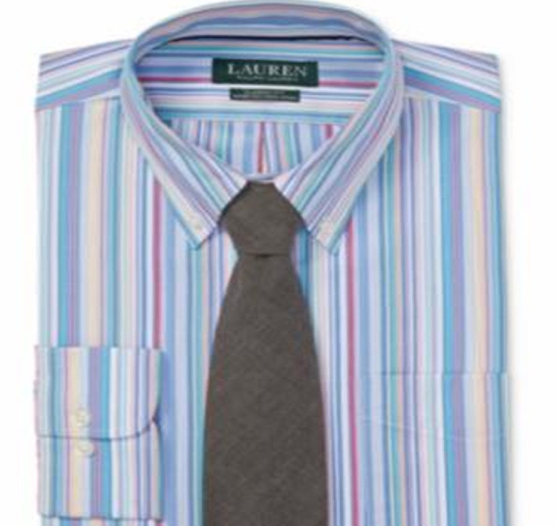Ralph Lauren Men's Classic Fit Striped Dress Shirt Blue Size XL