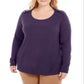 Karen Scott Women's Plus Button Shoulder Sweater Purple Size 3X