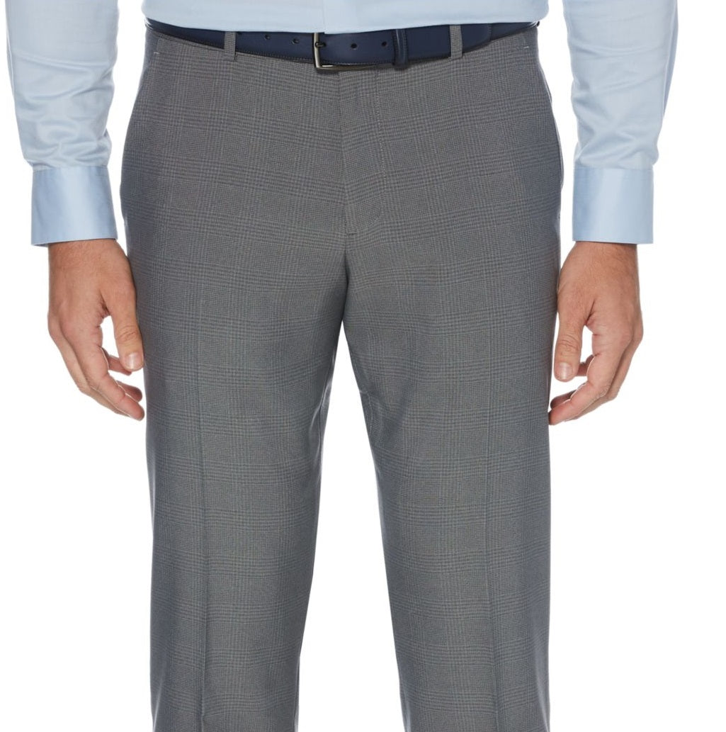 Perry Ellis Men's Stretch Check Slim Fit X Tech  Pants Grey Size 38X29