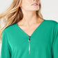 JM Collection Women's Zipper Trim Top Green Size Petite S
