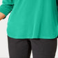 JM Collection Women's Zipper Trim Top Green Size Petite S
