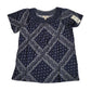 Style & Co Women's Bandanna Pattern Crochet Trim Knit Top Blue Size Medium