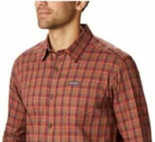 Columbia Men's Big & Tall Vapor Ridge Iii Modern Classic-Fit Plaid Shirt Orange Size Medium