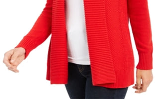 Charter Club Women's Shawl Collar Open Front Cardigan Red Size Small