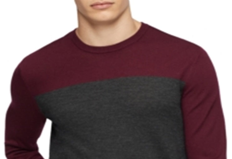 Calvin Klein Men's Merino Colorblock Sweater Red Size Medium