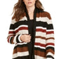 INC International Concepts Women's Striped Sequinned Cardigan Brown Size Petite XL