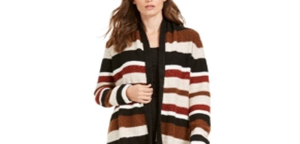INC International Concepts Women's Striped Sequinned Cardigan Brown Size Petite XL