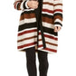 INC International Concepts Women's Striped Sequinned Cardigan Brown Size Petite XL