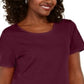 Karen Scott Women's Button Hem Scoop Neck Cotton Top Maroon Size Medium