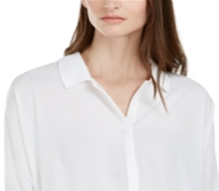 Alfani Women's Tie Sleeve Blouse White Size Petite Small