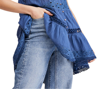 Free People Women's Adelaide Tunic Top Blue Size XS