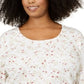 Karen Scott Women's Plus Wheat Fields Top White Size 0X