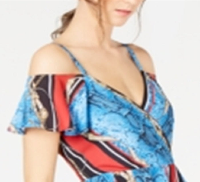 INC International Concepts Women's Printed Cold Shoulder Dress Black Size 2 Petite