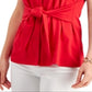 Charter Club Women's Tie Front Sleeveless Top Red Size XX-Large