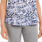 JM Collection Women's Sleeveless Printed Zip Front Top Purple Size Medium