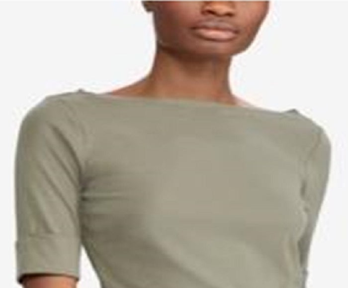 Ralph Lauren Women's Solid Cuff Pullover Blouse Green Size X-Large