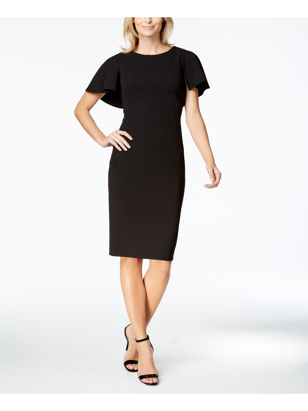 Calvin Klein Women's Capelet Sheath Dress Black Size 6