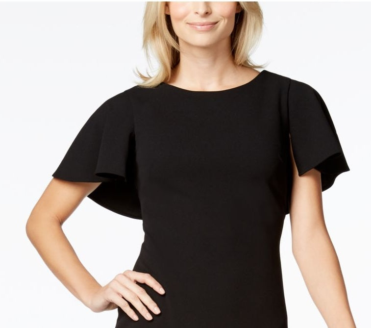 Calvin Klein Women's Capelet Sheath Dress Black Size 6