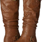 Journee Collection Women's Stormy Wide Calf Almond Toe BrowmSize 7.5W