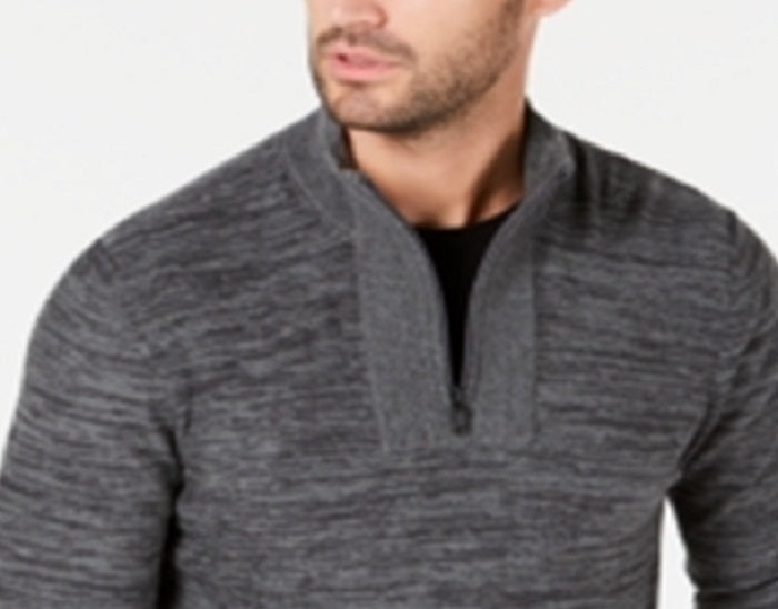Alfani Men's Long Sleeve Classic Fit Quarter-Zip Cotton Sweater Gray Size Small