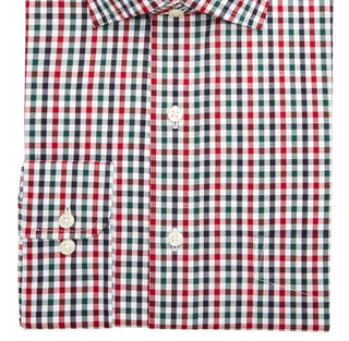 Club Room Men's Gingham Print Regular Fit Dress Shirt Red Size 32X33