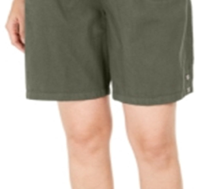 Karen Scott Women's Cotton Drawstring Shorts Green Size Small