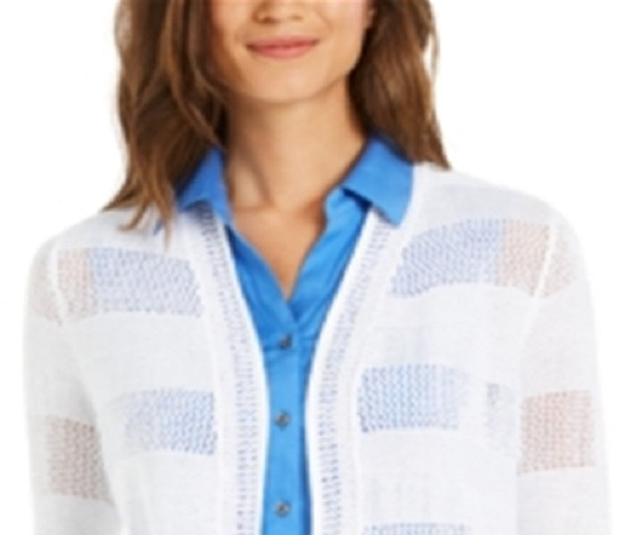 Charter Club Women's Open Front Cardigan White Size X-Large