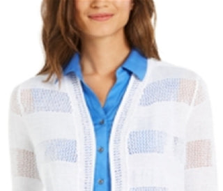 Charter Club Women's Open Front Cardigan White Size X-Large