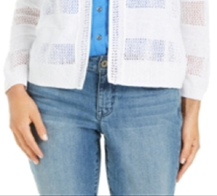 Charter Club Women's Open Front Cardigan White Size X-Large