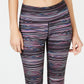 Ideology Women's Stretch Pocketed Moisture Wicking Ankle Length Striped Skinny Leggings Purple Size X-Small